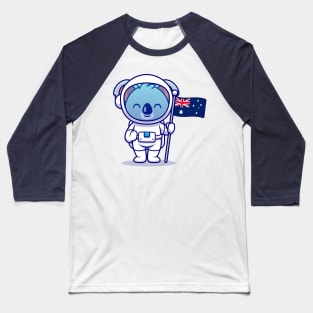 Cute Koala Astronaut Holding Australia Flag Cartoon Baseball T-Shirt